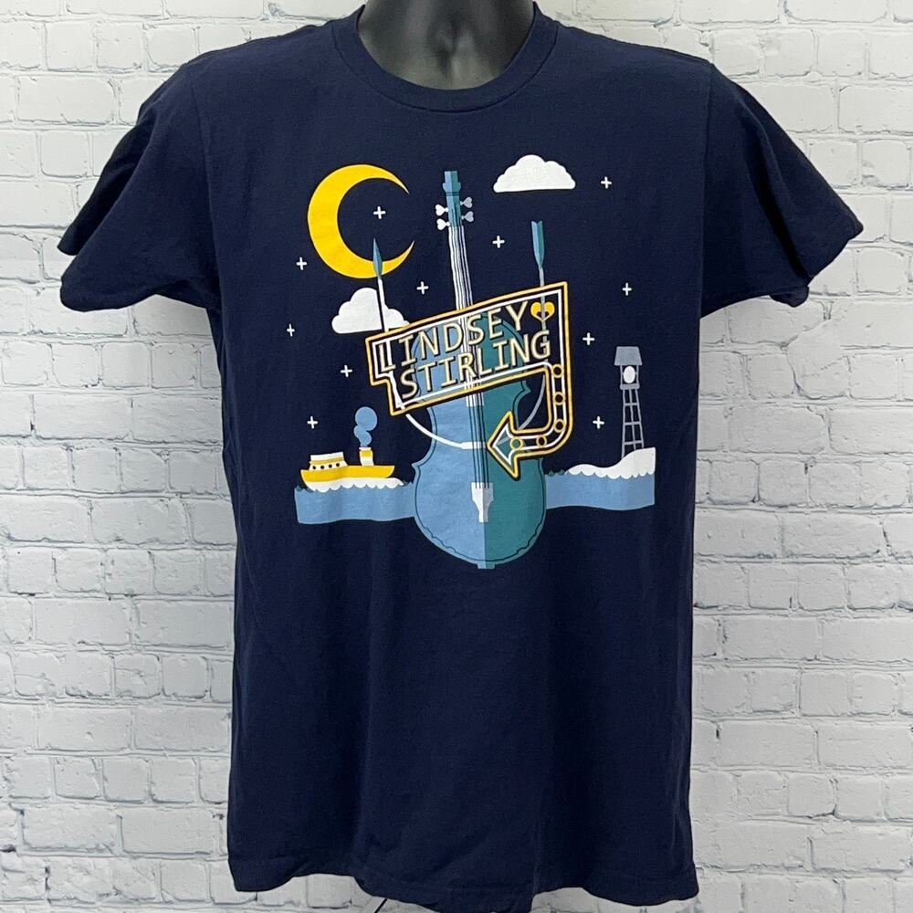 Lindsey Stirling 2014 Shatter Me Tour T Shirt M Medium Blue Concert Short Sleeve